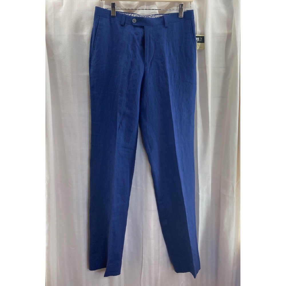 Lauren Ralph Lauren Women's Blue Linen Dress Pants‎ Size 20R 30W New With Tags